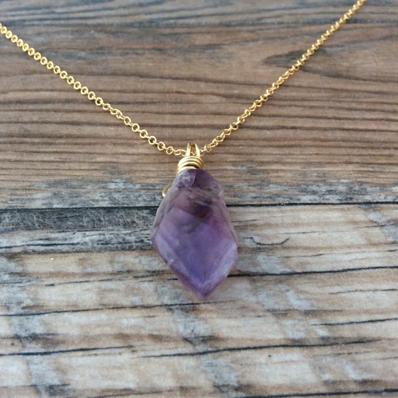 Raw Amethyst necklace, 14k gold filled, February birthstone - Picture 2 of 9
